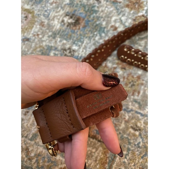 NWT B-Low the Belt Reese Western Perforated Laced Up Belt Brown Gold Medium - Picture 6 of 8